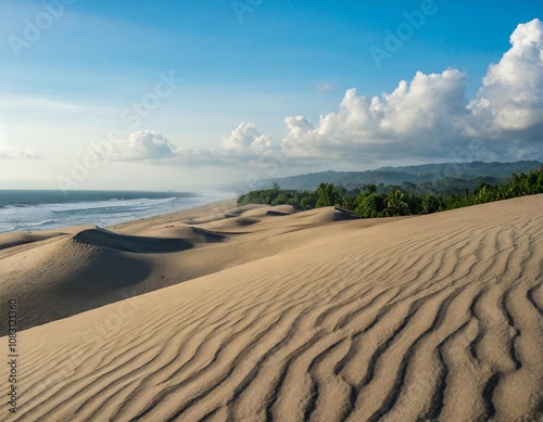 The Expansive Sand Dunes of Parangkusumo Beach, Yogyakarta, Where the Wind Sweeps Across the Rolling Sandscape, Creating Unique Desert-Like Patterns Along Java’s Southern Coast photo