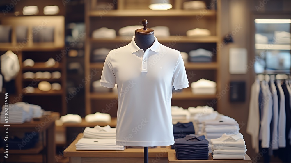 custom made wallpaper toronto digitalA white polo shirt on a mannequin in a clothing store.