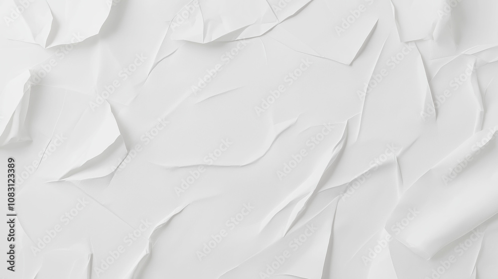 Obraz premium Textured white paper surface with creases and folds creating an artistic background suitable for design and printing