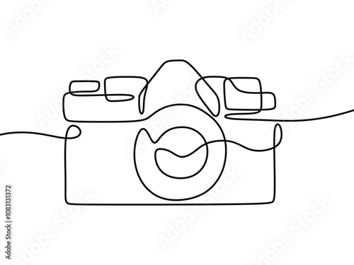 Camera oneline continuous single line art