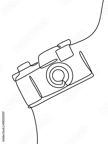Camera oneline continuous single line art