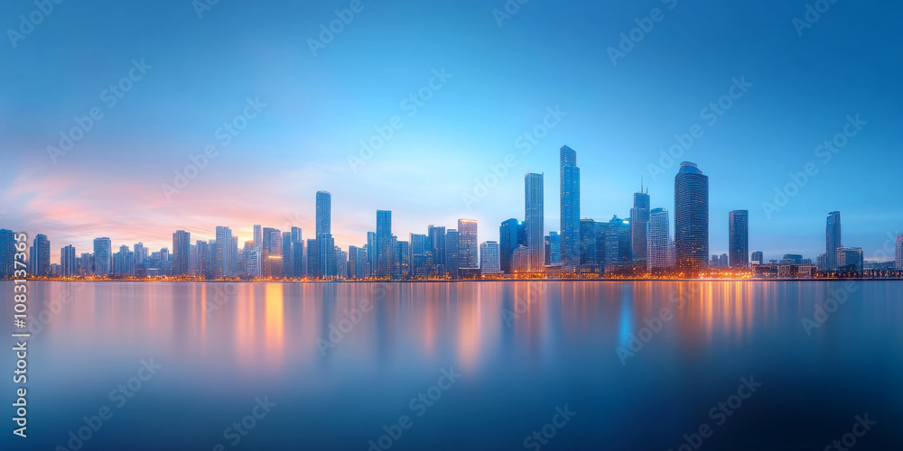 Obraz premium Architectural landscape of modern urban skyline 