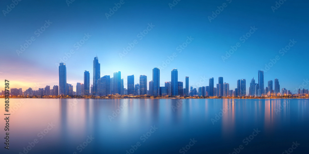 Fototapeta premium Architectural landscape of modern urban skyline 