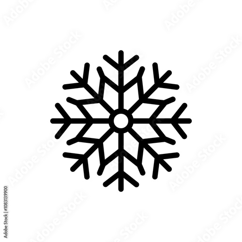 Snowflake graphic icon. Winter holidays vector icon with editable stroke line. Christmas or New Year decoration.