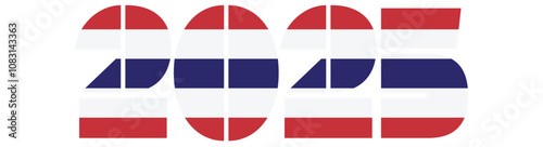 2025 Happy New year With Thailand Flag