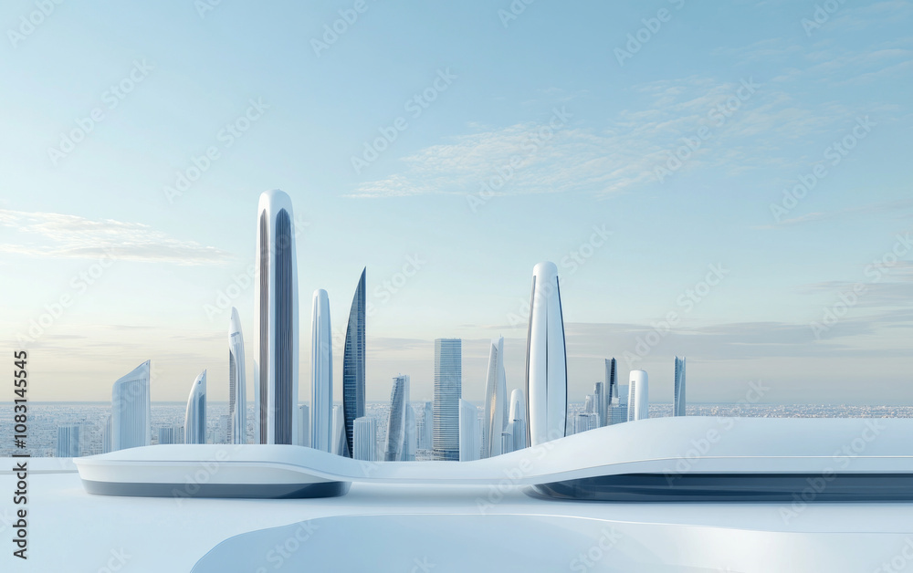 Fototapeta premium Architectural landscape of modern urban skyline