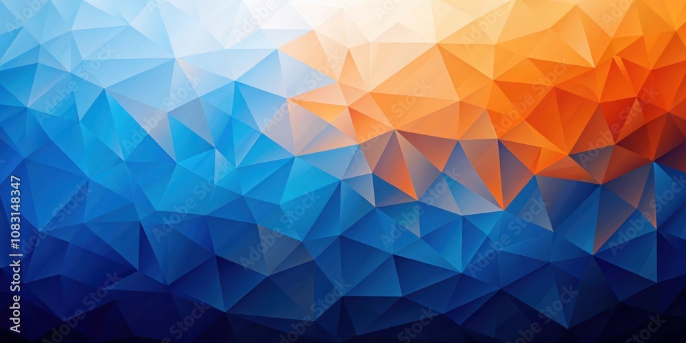 Fototapeta premium Abstract Geometric Background of Intertwined Triangles in Shades of Blue and Orange