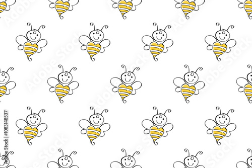 Bee seamless pattern background template