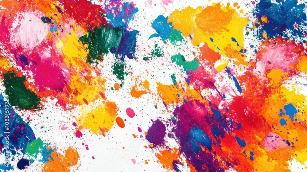 Obraz premium Vibrant Abstract Splash of Colors with Artistic Paint Strokes Creating a Dynamic and Energetic Background for Creative Projects and Designs