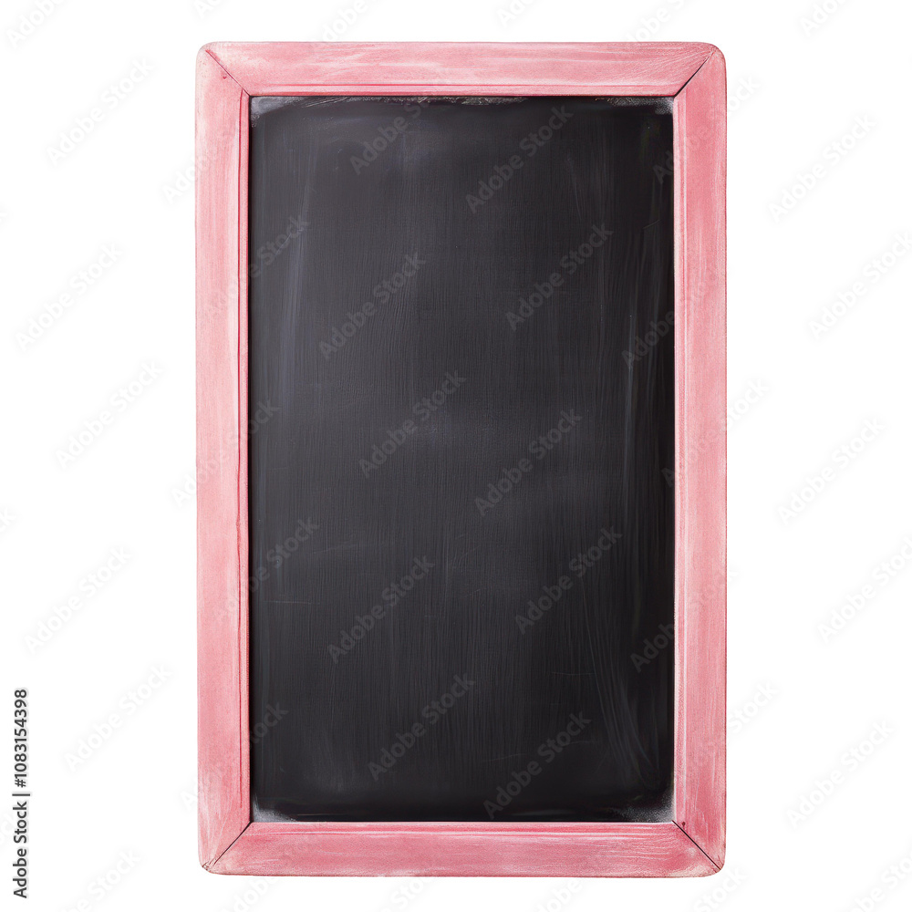 Fototapeta premium A simple blackboard and chalk set against white, perfect for creative arts or educational displays.