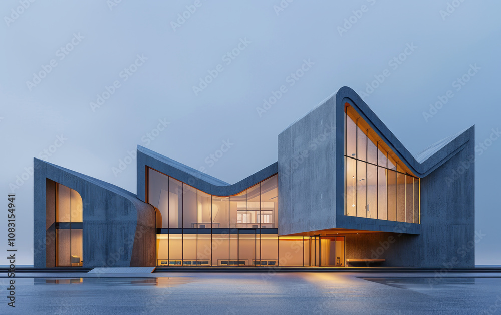 Fototapeta premium Minimalist modern architecture and spatial structure