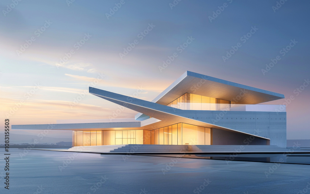 Fototapeta premium Minimalist modern architecture and spatial structure
