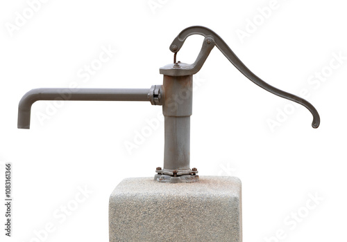 Rural water handpump isolated on transparent background (PNG File) photo