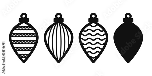 Abstract Christmas designs for earrings, pendant or keychain. Jewelry cutting template. Laser cut with leather, wood or metal. Vector stencils of beautiful hanging bijouterie