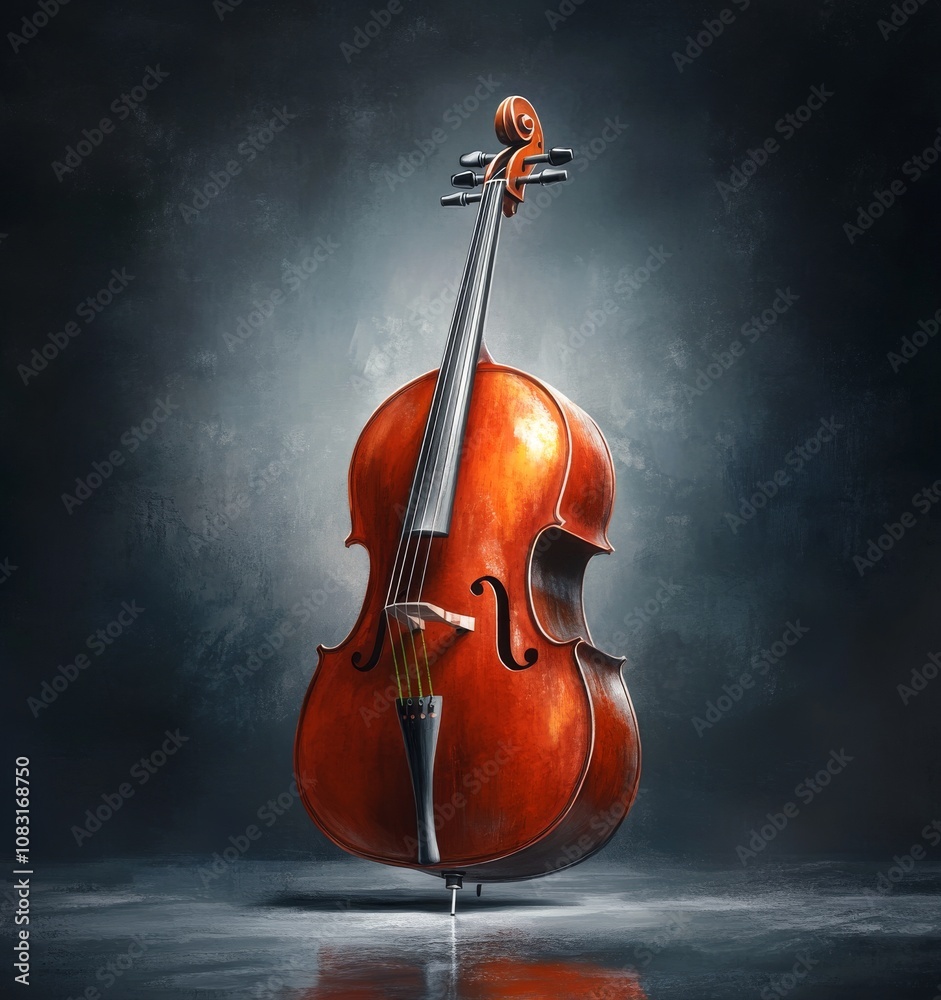 Fototapeta premium Elegant cello showcase studio setting still life photography dark background artistic perspective musical artistry