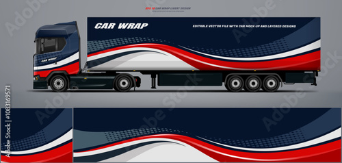 semi truck and trailer wrap livery design. vector file printing below