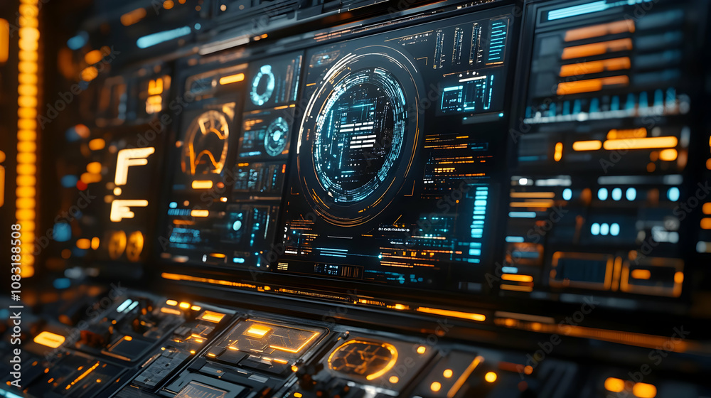 Naklejka premium Futuristic Interface Design 3D Illustration