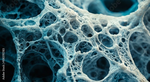 The image illustrates bone resorption, highlighting osteoclasts as the cells responsible for breaking down bone tissue in humans. photo