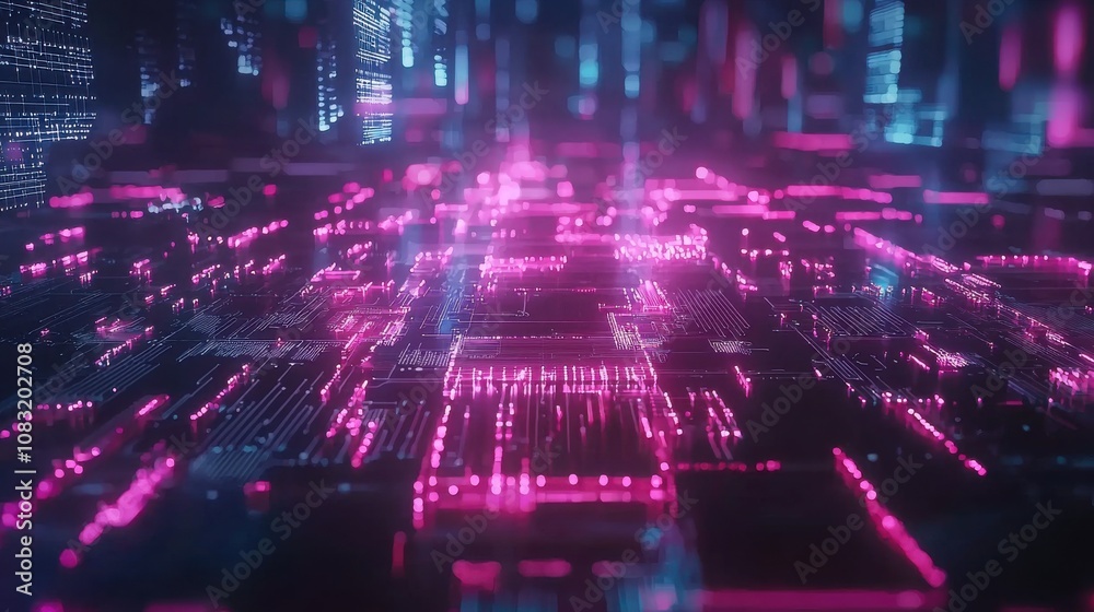 Obraz premium Abstract Digital Data Visualization with Neon Colors