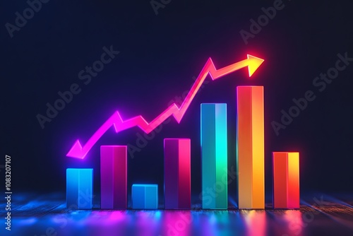 Colorful bar graph with an upward trend displayed on a dark background representing positive growth and data analysis. Generative AI Free Download Colorful bar graph with an upward trend displayed on a dark background representing positive growth and data analysis. Generative AI - GFXLoad