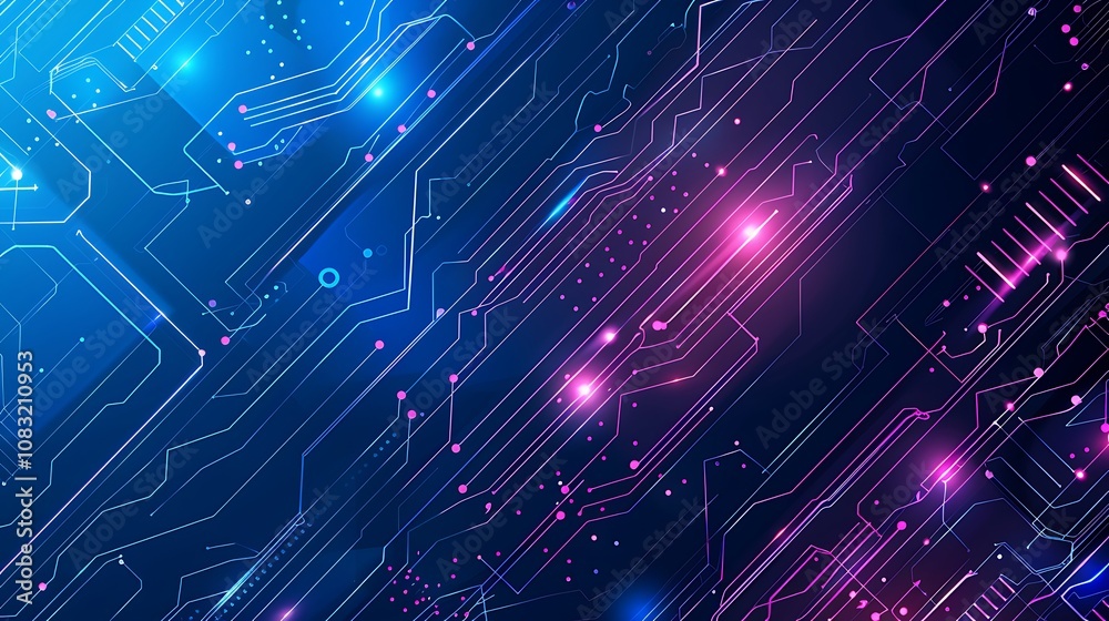 Obraz premium A vibrant digital background featuring abstract lines and lights, ideal for tech-related designs.