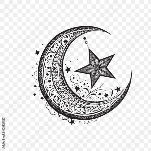 Elegant Crescent Moon Illustration for Celestial Designs