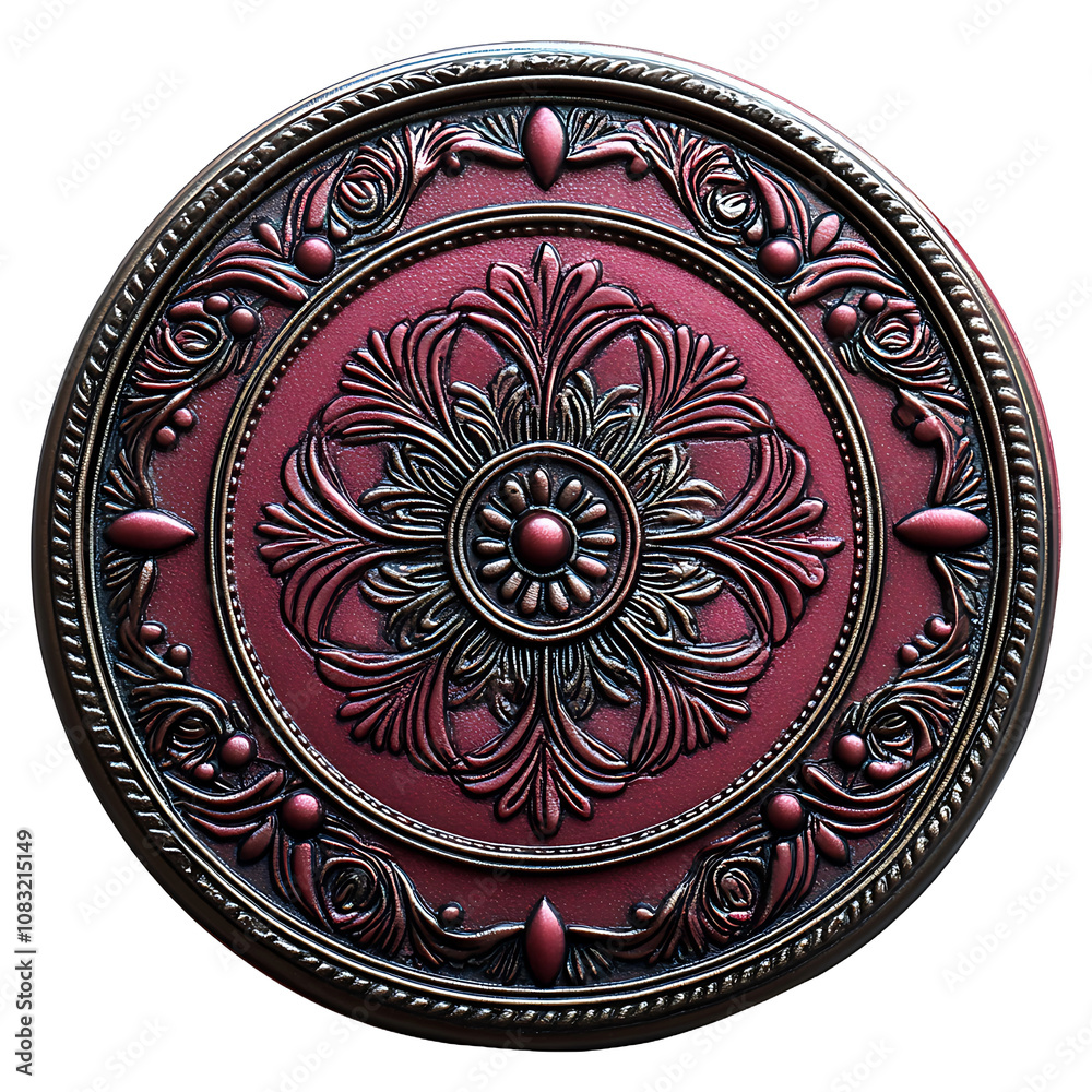 Obraz premium A Crimson Compact With An Intricate Design isolated on transparent background