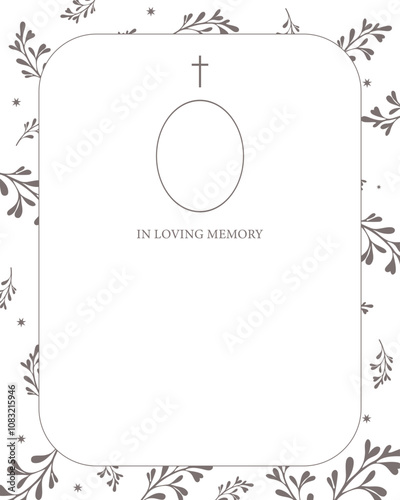 Funeral vector card. Empty card. Digital Funeral. vector Illustrator with leaves