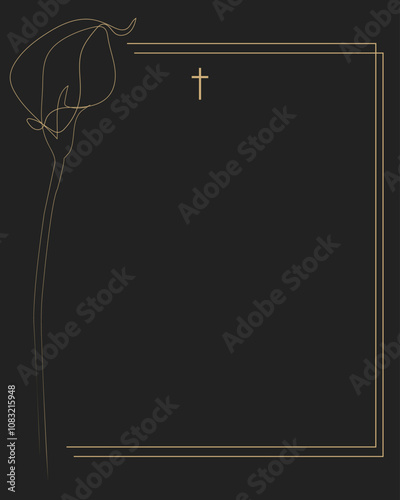 frame with flowers. Funeral vector card. Empty card. Digital Funeral Invitation in vector Illustrator