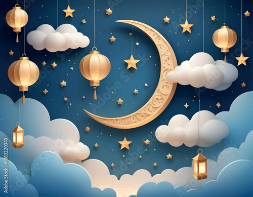 Elegant Crescent Moon Illustration for Celestial Designs