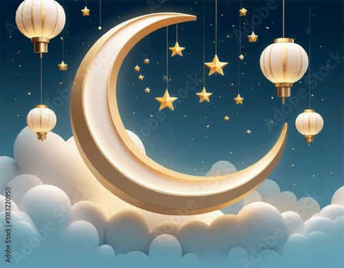Elegant Crescent Moon Illustration for Celestial Designs