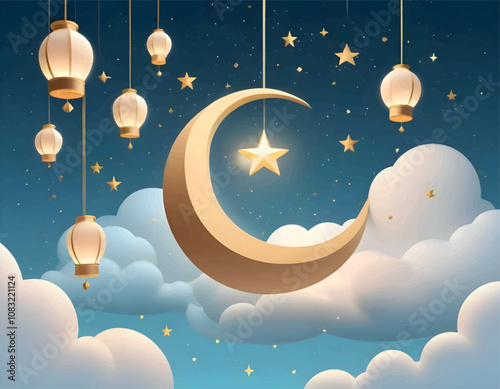 Elegant Crescent Moon Illustration for Celestial Designs