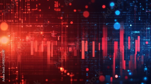 Wallpaper Mural Abstract digital background with red and blue glowing lines, dots and numbers. Torontodigital.ca