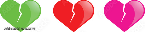 3d hearts with reflections, red, pink and purple
