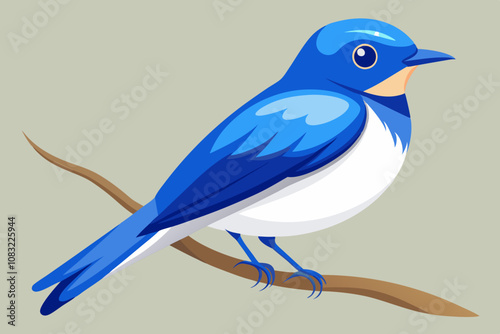 cute ultramarine flycatcher bird blue vector art illustration photo