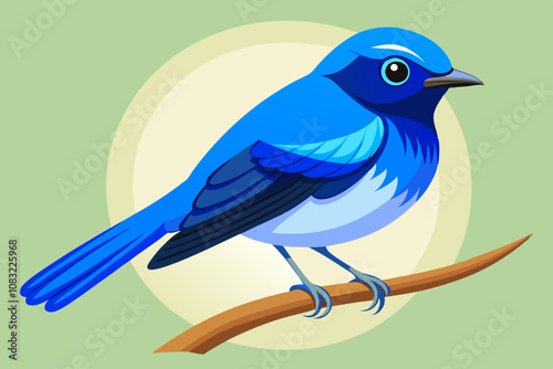 cute ultramarine flycatcher bird blue vector art illustration photo