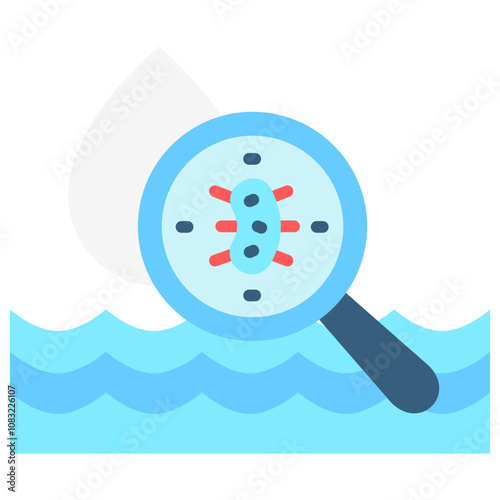 Bacteria flat color icon, use for UI, UX, app and web development, digital or print. for industry, education, business, ecology and environment, water treatment theme.