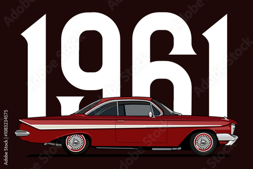 classic red car show party with background design icon vector