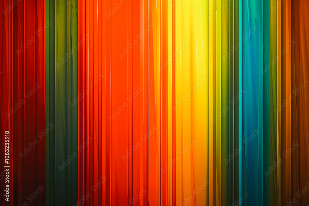 Obraz premium Abstract vertical color strips backgrounds, red yellow green, Vertical stripes of various colors thin width with texture and gradient color.