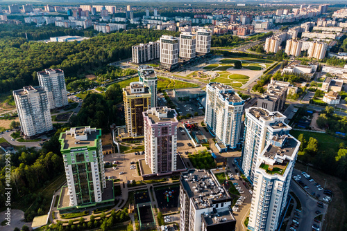 Aerial view of the cityscape with new buildings. City of Obninsk, Russia photo