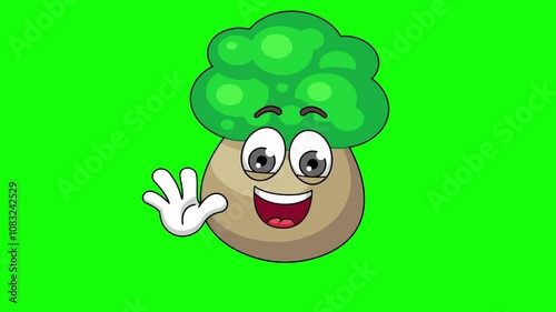 Wallpaper Mural Waving hand animation of a tree cartoon, mascot character on green screen Torontodigital.ca