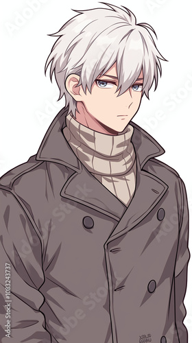 Stylish Anime Male Character Portrait photo