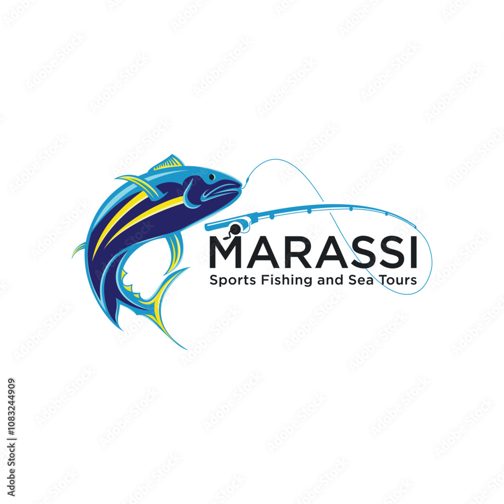 Fototapeta premium Stock vector | Fishing logo design inspiration