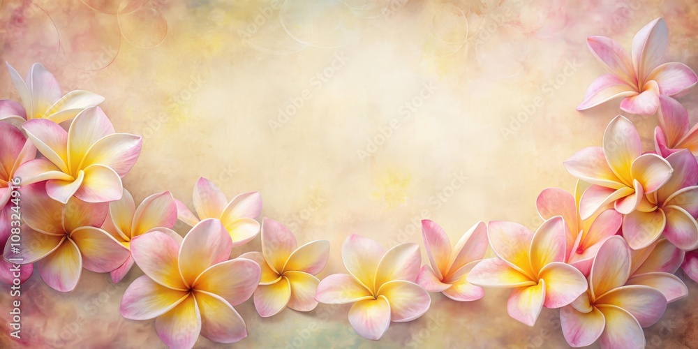 Obraz premium Delicate Pink and Yellow Flowers on a Softly Blurred Background with an Open Space for Text
