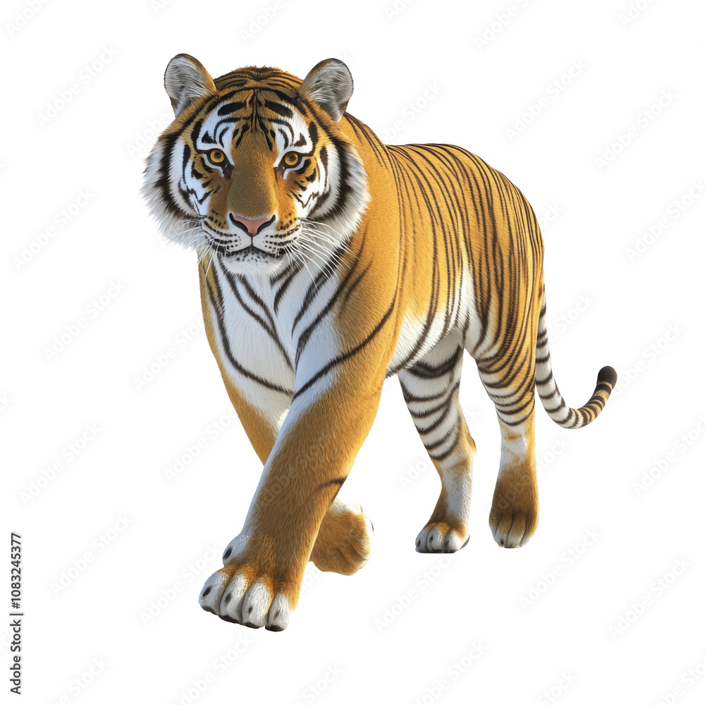 Obraz premium tiger walking isolated on transparent background