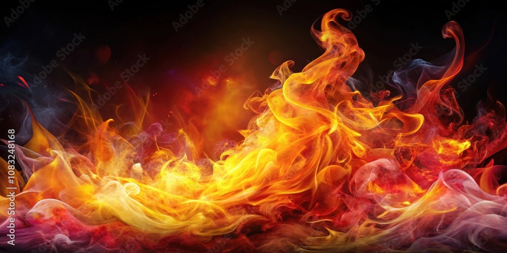 Fototapeta premium Abstract fiery inferno with swirling smoke and red and orange hues, a mesmerizing dance of heat and light.