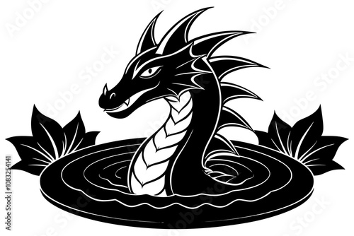  A majestic azure dragon head rises vector art illustration 