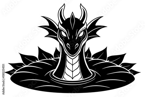  A majestic azure dragon head rises vector art illustration 