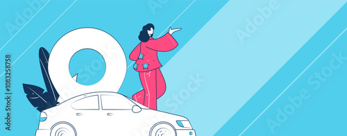 Flat vector concept operation hand drawn illustration of people taking a taxi
