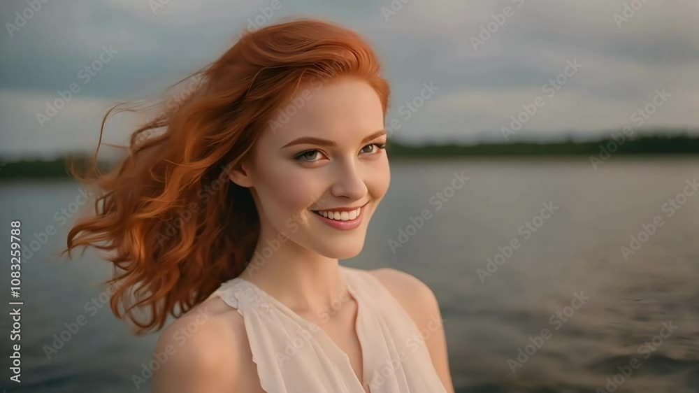 gorgeous red women smiling, smilling women, red hair women, russian model, gorgeous russian model, red hair girl smilling at camera, women stock videos